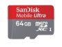 MicroSDXC 64GB Sandisk Speicherkarte Mobile Ultra CL10 UHS-1 + SD Adapter